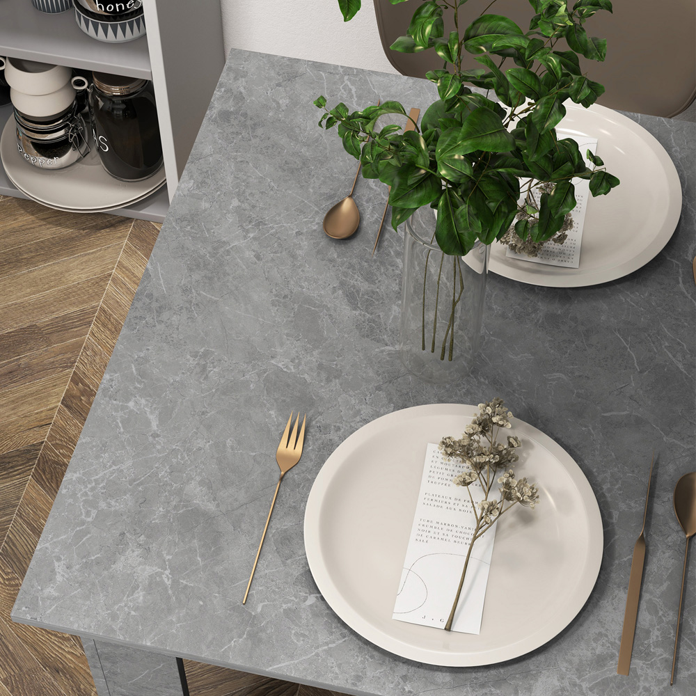Portland 2 Seater Faux Cement Effect Square Dining Table Image 3