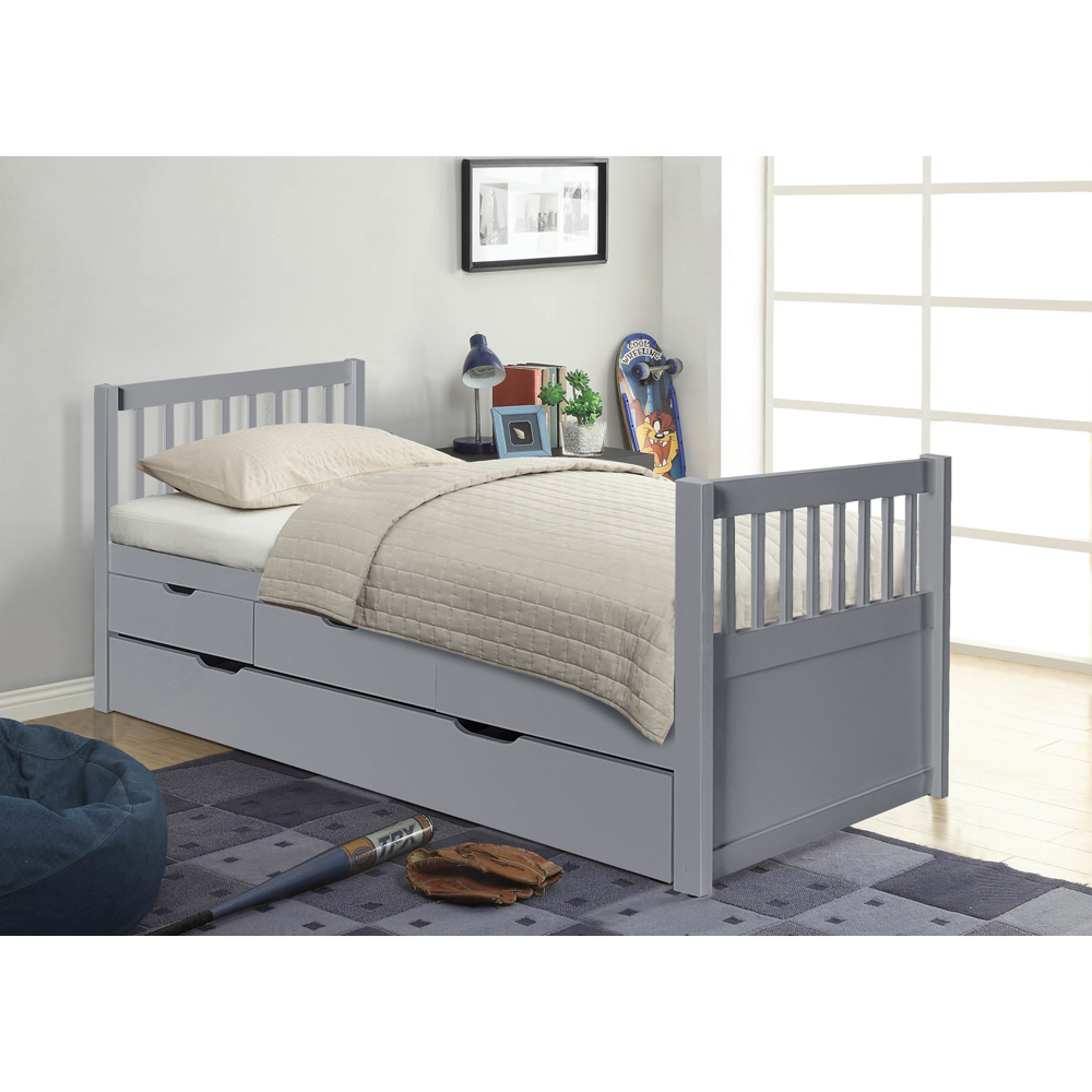Brooklyn Single Grey Pine Cabin Bed with Trundle Image 3