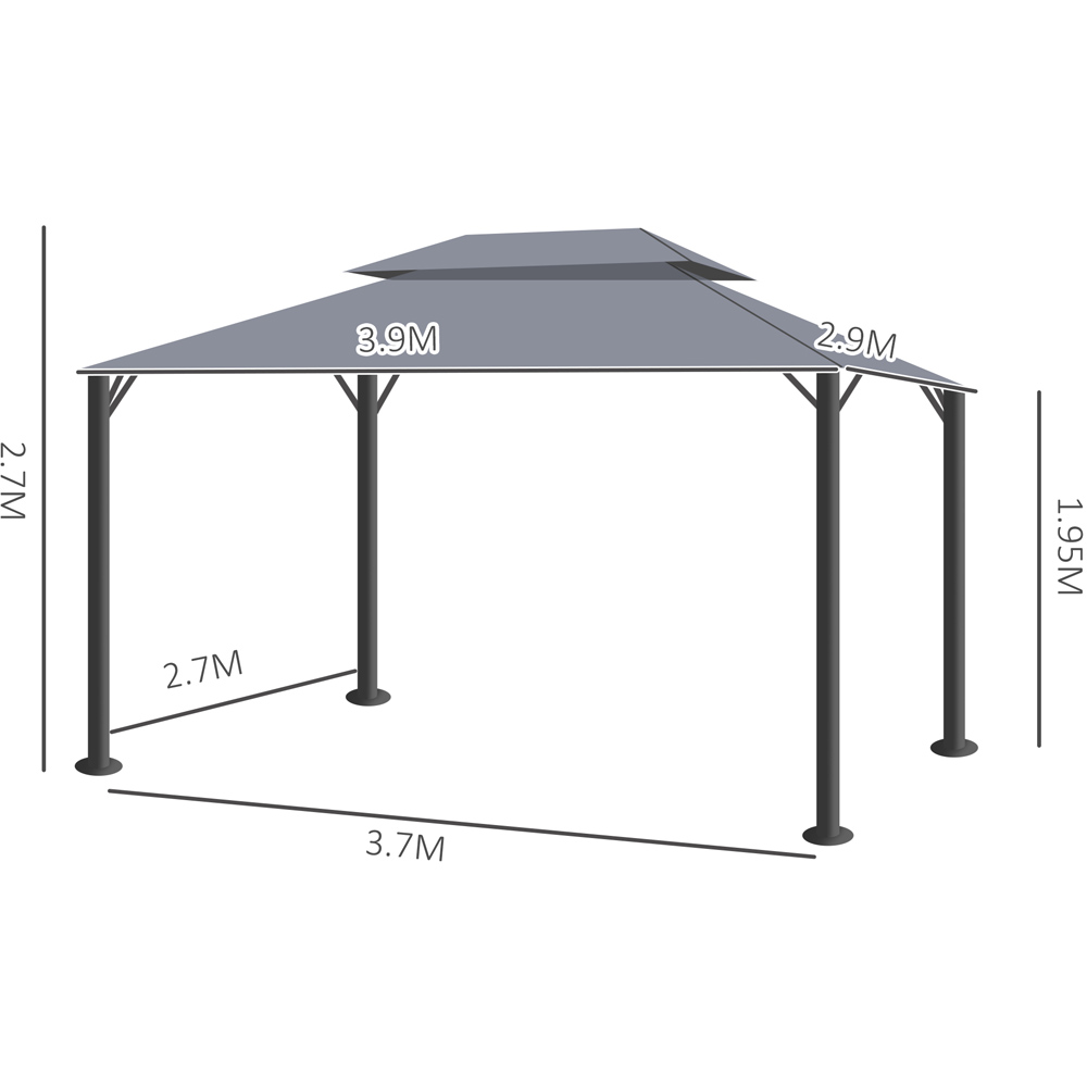 Outsunny 3 x 4m Dark Grey 2 Tier Roof Aluminium Garden Gazebo Image 7