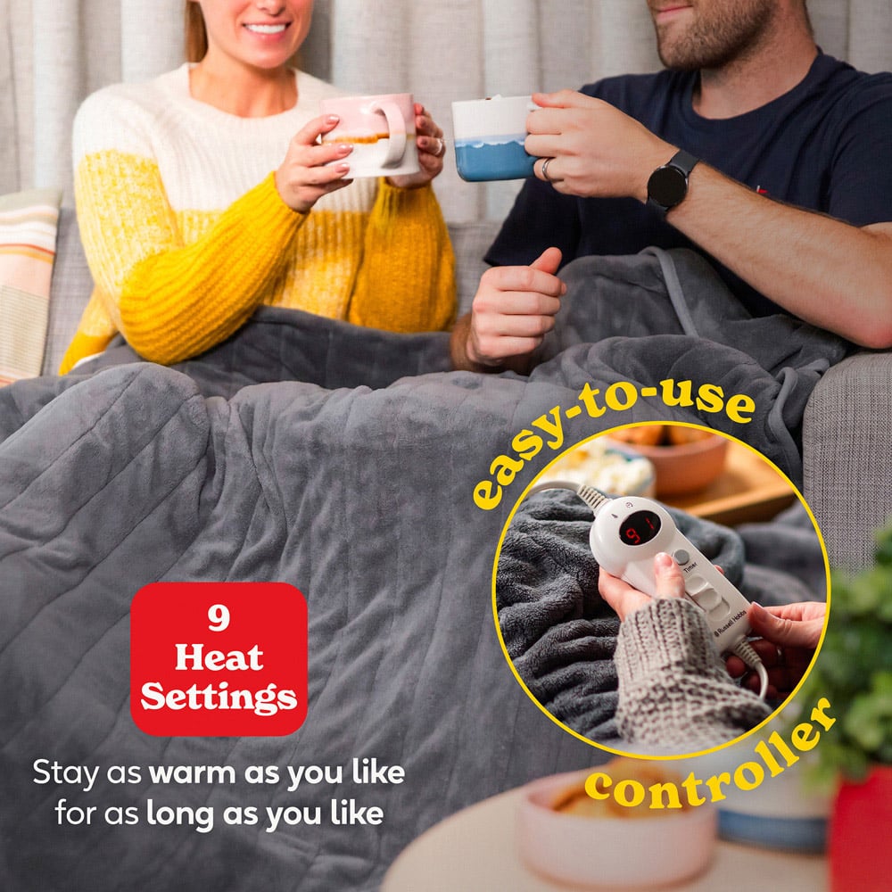 Russell Hobbs RHHT1004GR Grey Microfleece Heated Throw 180 x 130cm Image 4