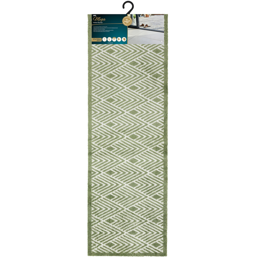 JVL Mega Green Geo Latex Backed Door Mat and Runner Set Image 5