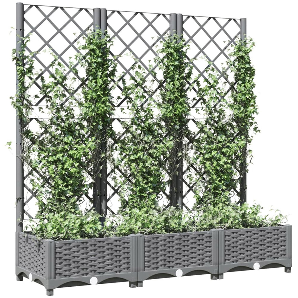 vidaXL Grey Garden Planter with Trellis 120 x 40 x 121.5cm Image 2
