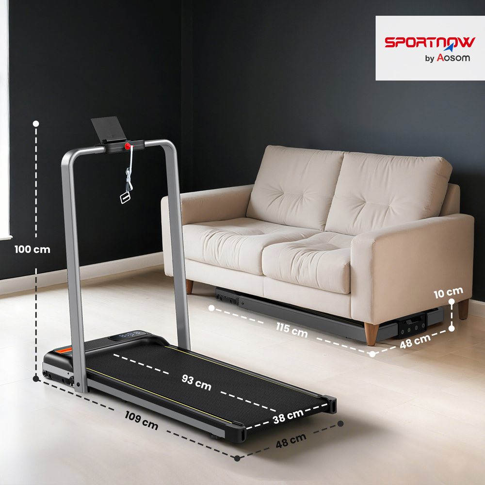 SPORTNOW Silver Tone Foldable Treadmill with Incline Image 9