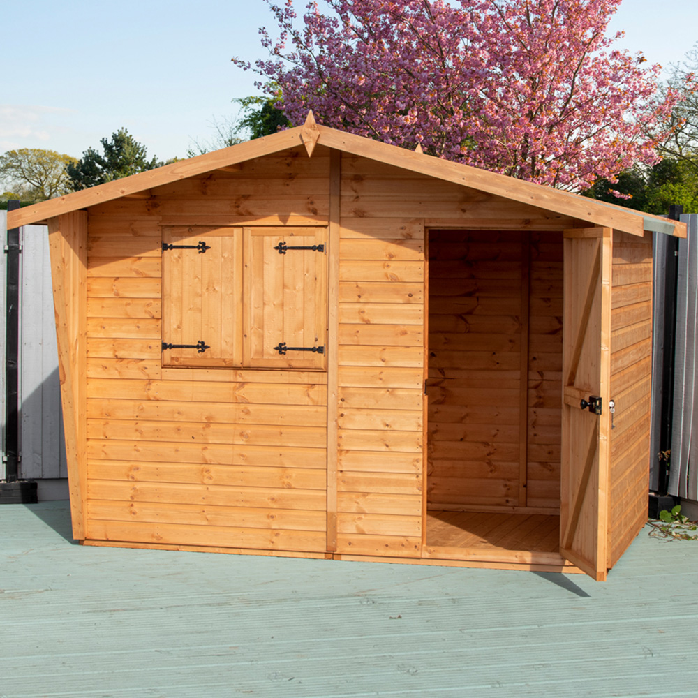 Shire 10 x 10ft Shiplap Style C Security Cabin Apex Garden Shed Image 2