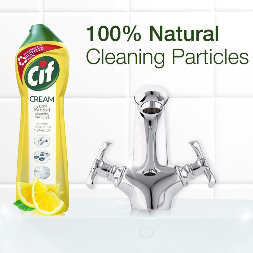 CIF Natural Cleaning Particles Lemon Cleaner Cream 500ml 3 Pack Image 6