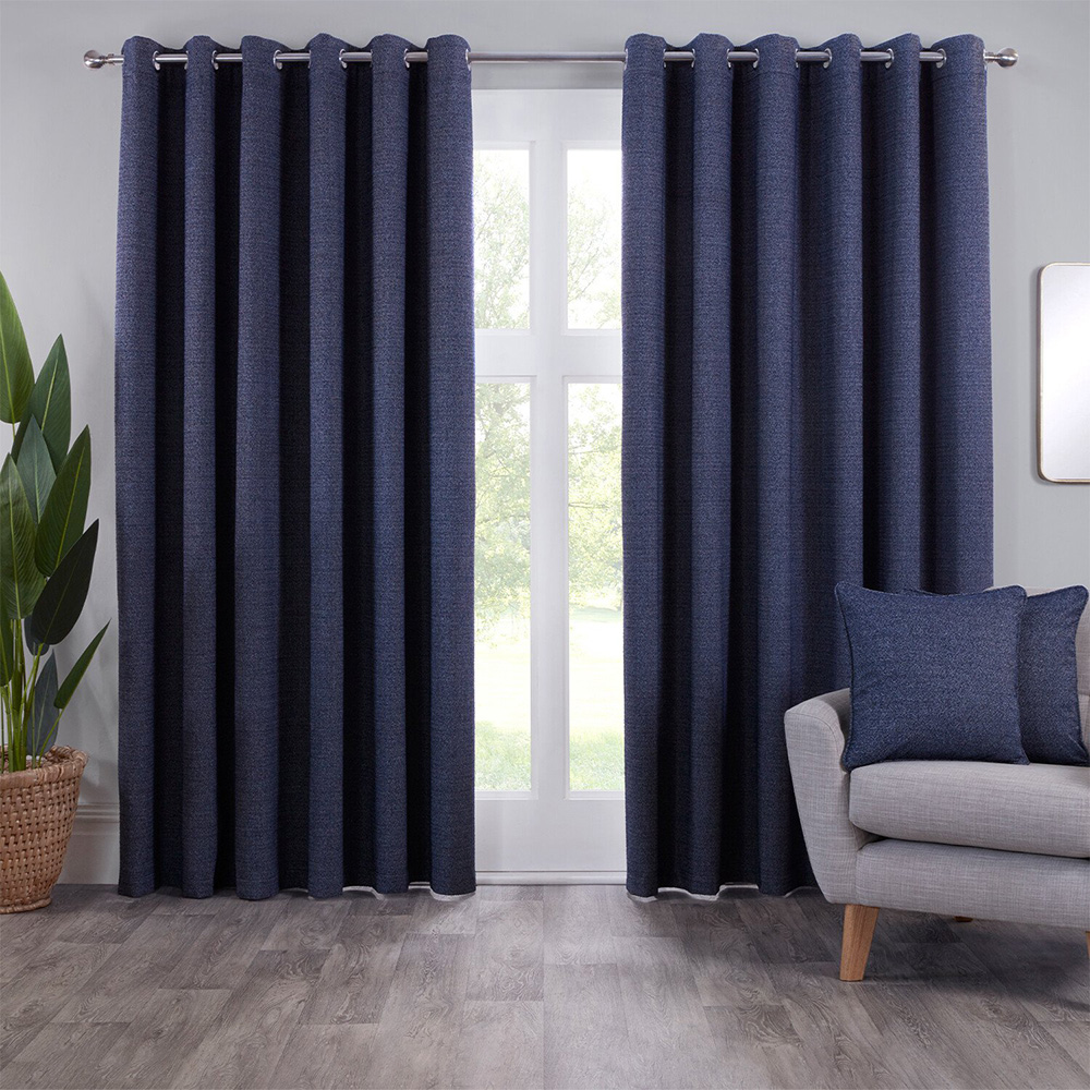 Crofton Eyelet Curtain - Navy / 137cm / 168cm Image 2