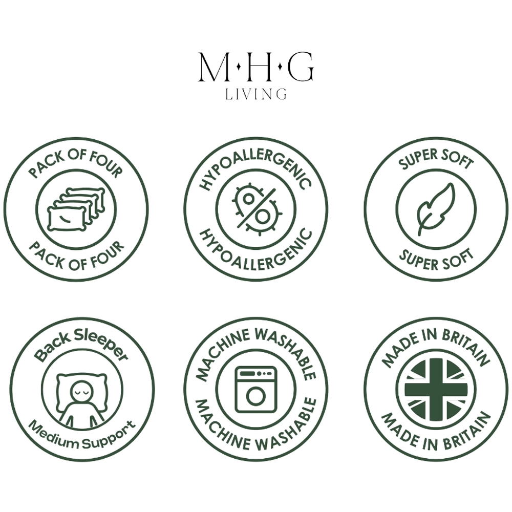 MHG Living Soft Medium Striped Microfibre Pillow 4 Pack Image 8