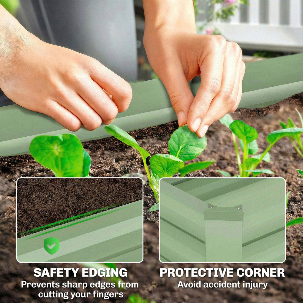Outsunny Light Green Raised Garden Bed with Metal Stakes Set of 2 Image 5