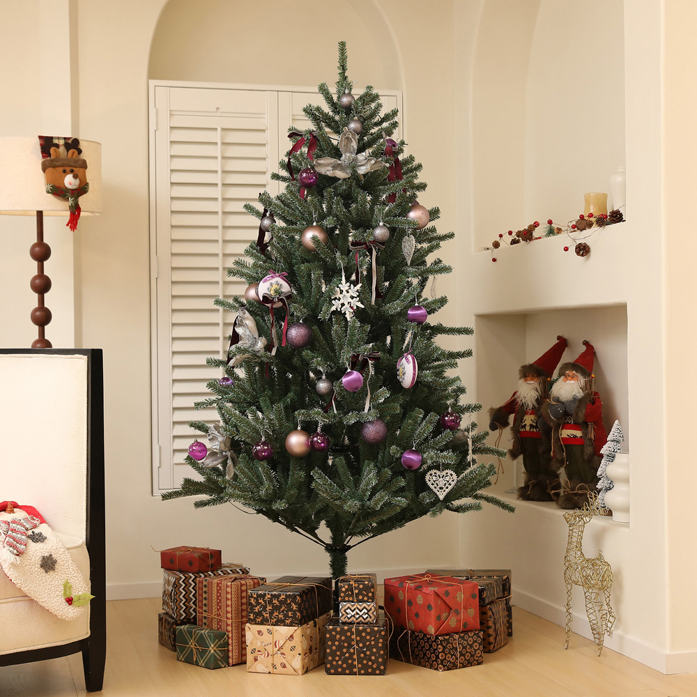 Everglow Pre-Lit Artificial Christmas Tree with Purple Ornaments 6ft Image 2