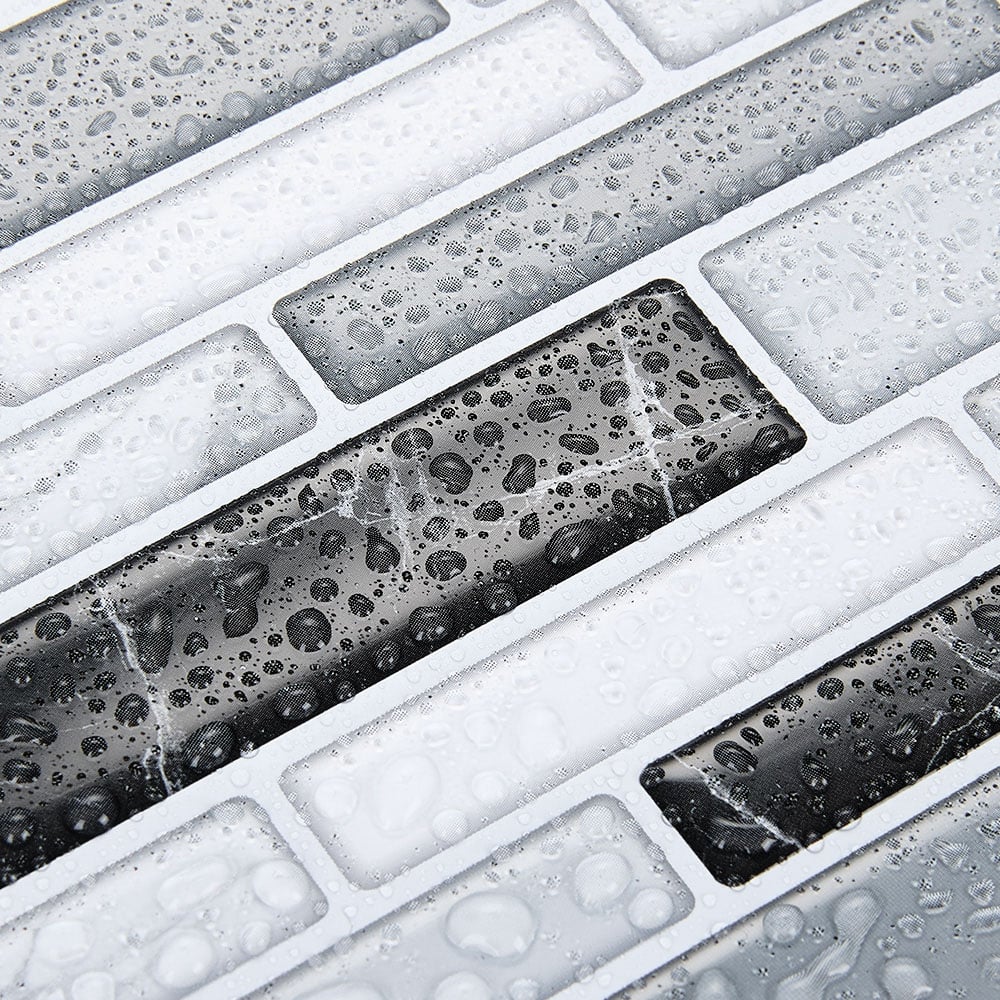 Living and Home Brick Effect Black and Grey Self Adhesive Wall Tile Sticker 10 Pack Image 4