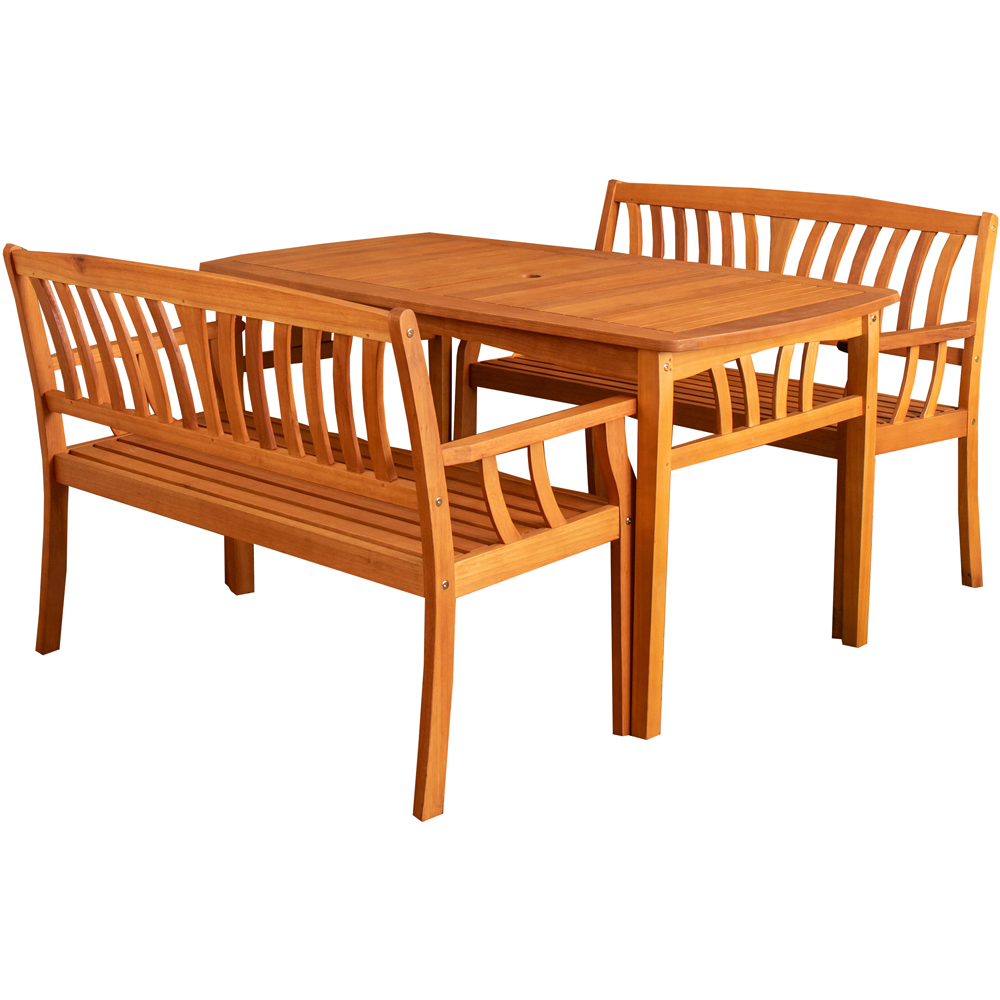 Samuel Alexander 4 Seater Wooden Garden Dining Bench Set Image 2