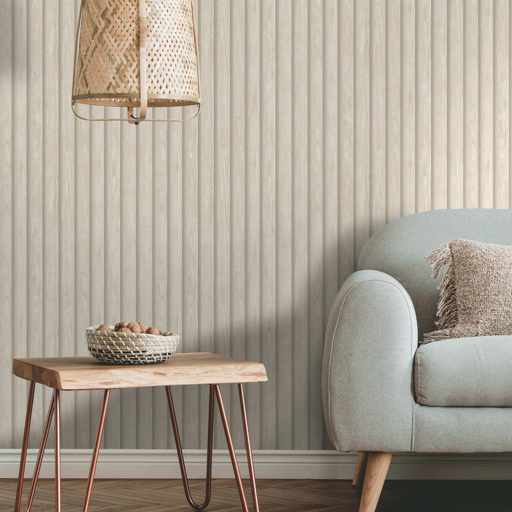 Holden Decor Wood Slat Natural Wallpaper Image 3