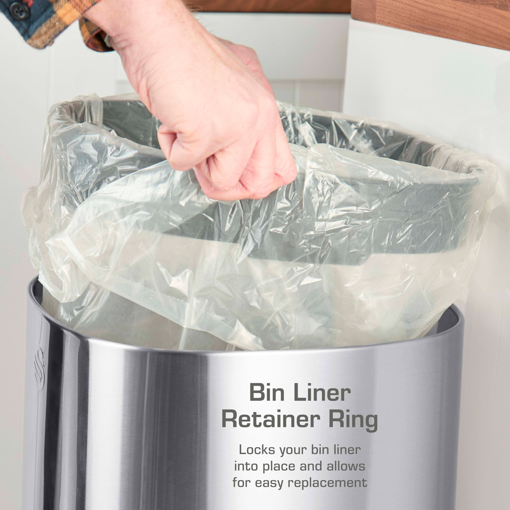 Swan Silver Stainless Steel Square Touch Bin 30L Image 5