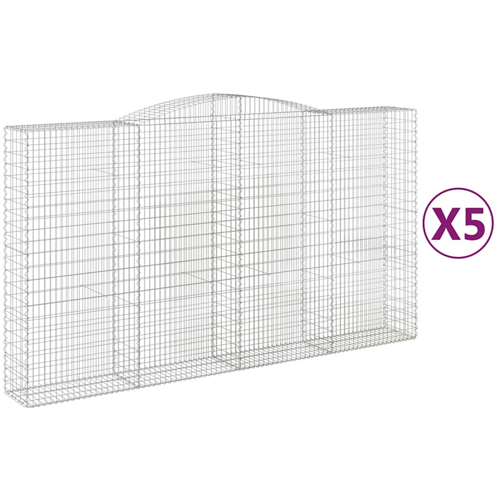 vidaXL Silver Galvanised Iron Arched Gabion Basket 400 x 50 x 220/240cm 5 Pack Image 4
