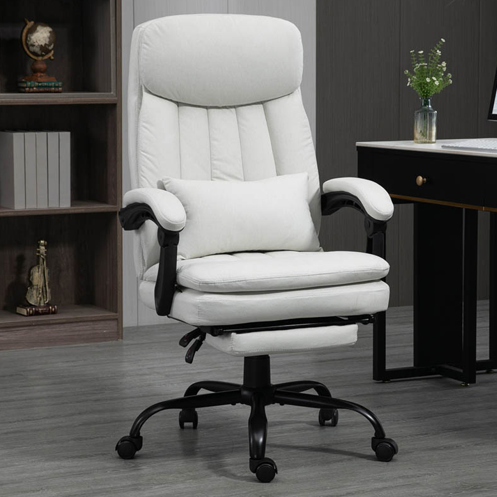 Portland Cream Microfibre Swivel Vibration Massage Office Chair Image 1