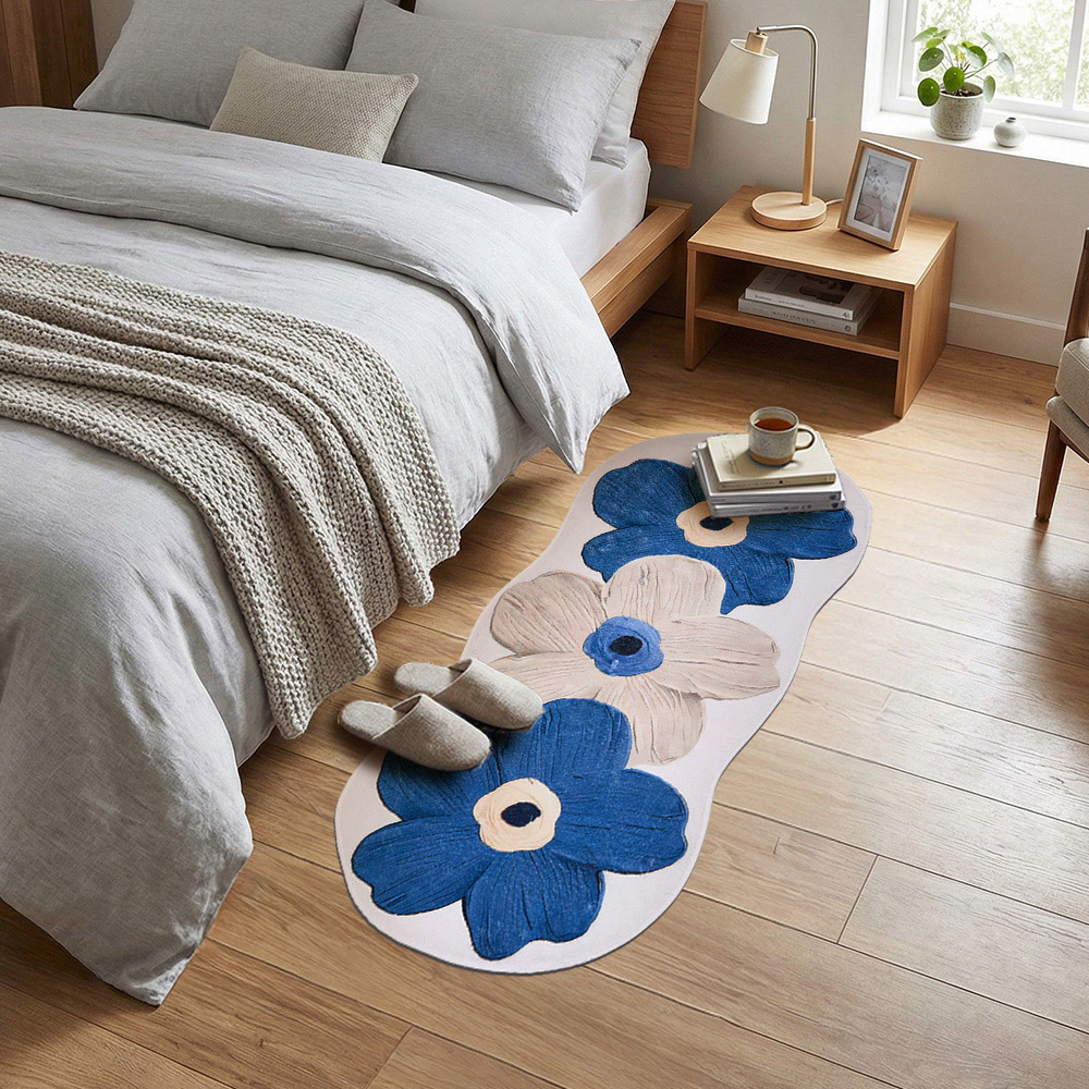 Living and Home Blue Irregular Floral Non-Slip Runner Rug 120 x 50cm Image 7