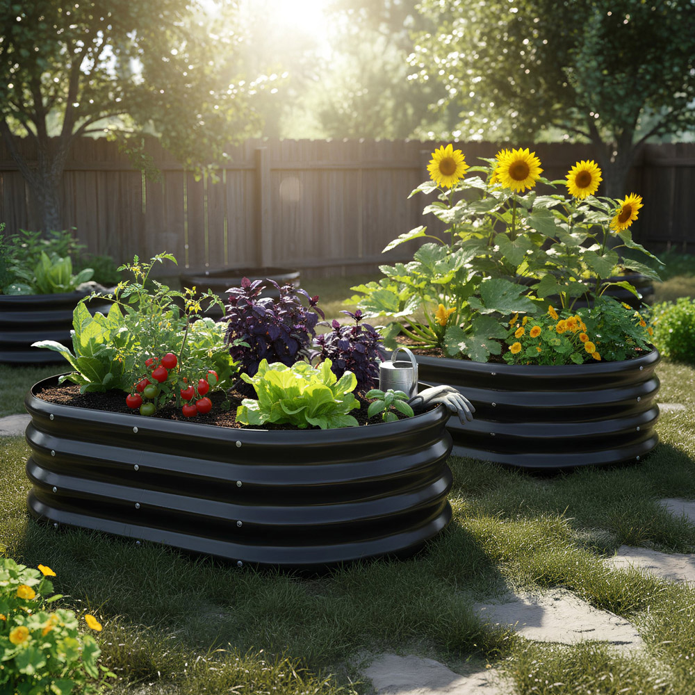 Harbour Housewares Anthracite Rounded Galvanised Steel Raised Garden Bed 120 x 60cm Image 4