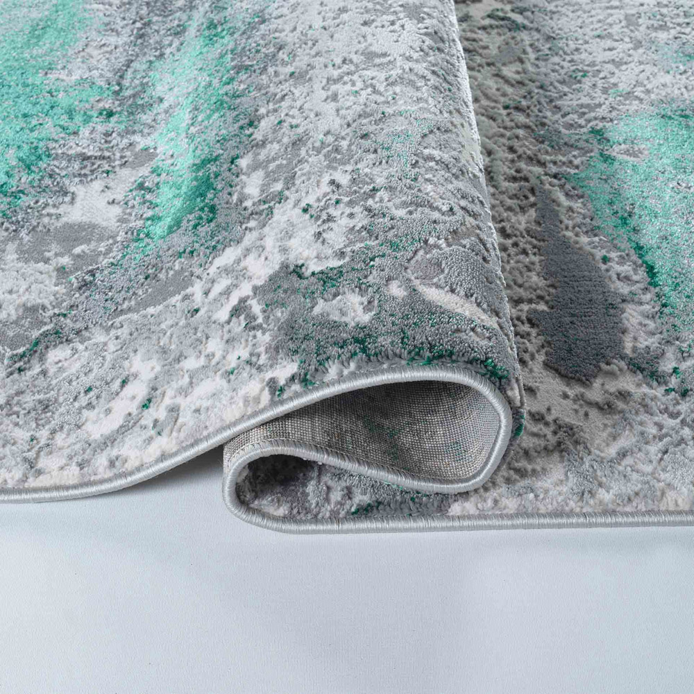 Desire Rugs Onyx Aqua Grunge Sprayed Abstract Area Rug 60 x 220m Image 3