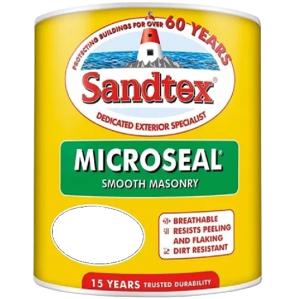 Sandtex Retail Brilliant White Microseal Masonry Paint 1L Image 2