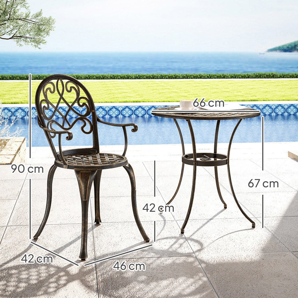 Outsunny 2 Seater Bistro Set Bronze Tone Image 8