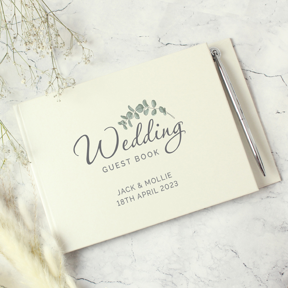 Personalised Memento Personalised Botanical Wedding Guest Book and Pen Image 2