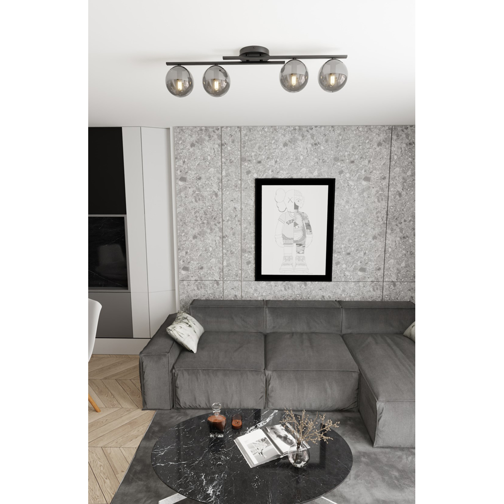Emibig Kairo 4 Light Graphite Shade Black Ceiling Lamp Image 3