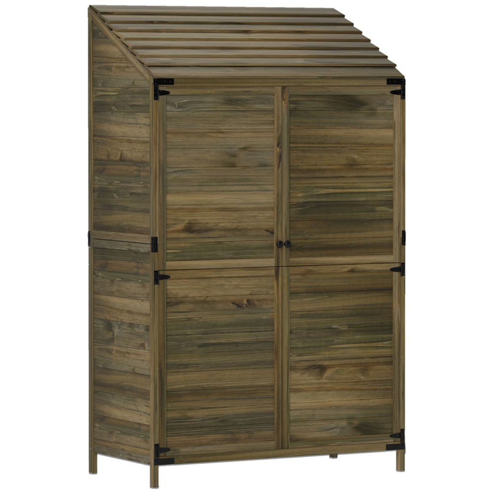 Outsunny 1.7 x 3.3ft Green Wooden Garden Storage Shed Image 1