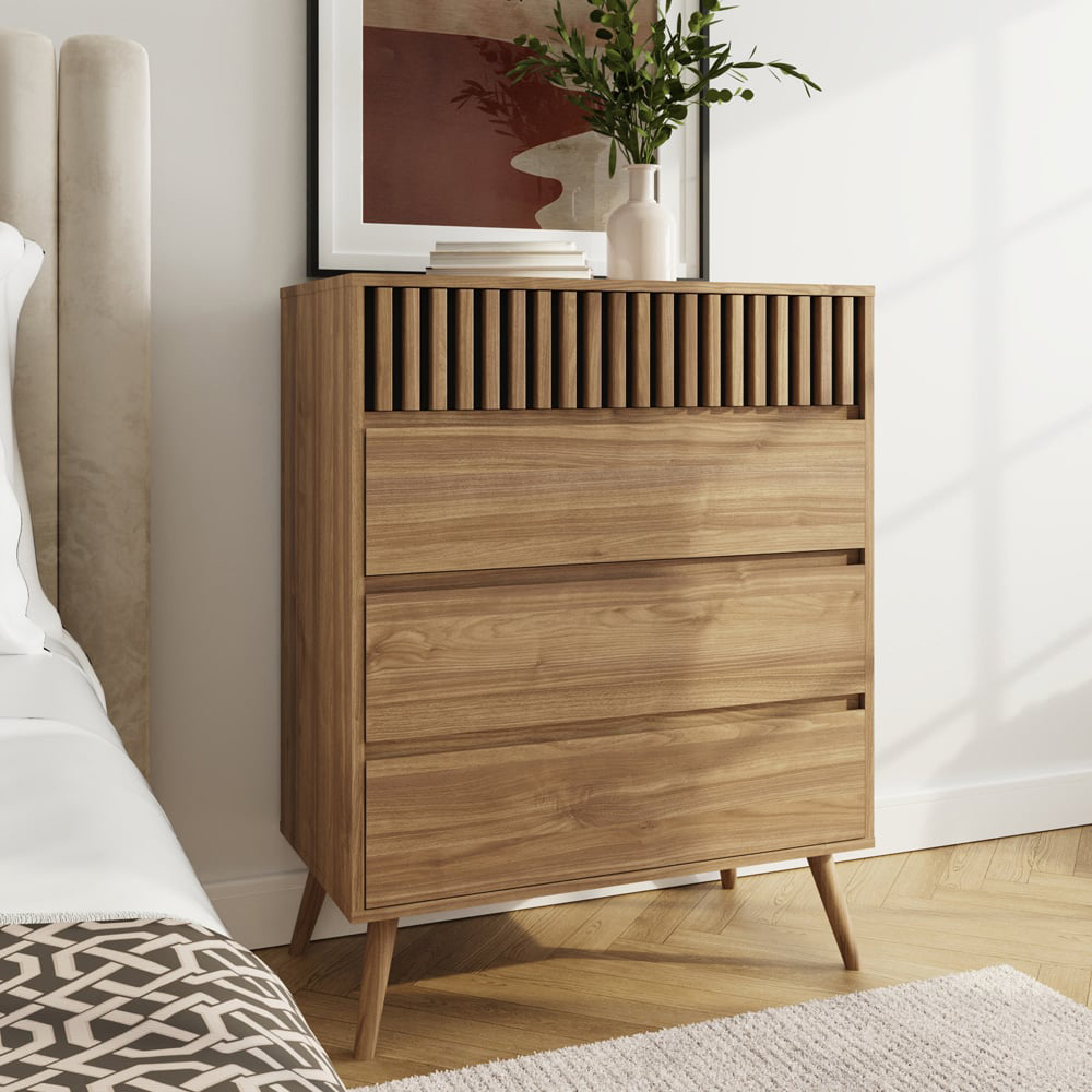 GFW Rowan 4 Drawer Oak Slatted Chest of Drawers Image 7