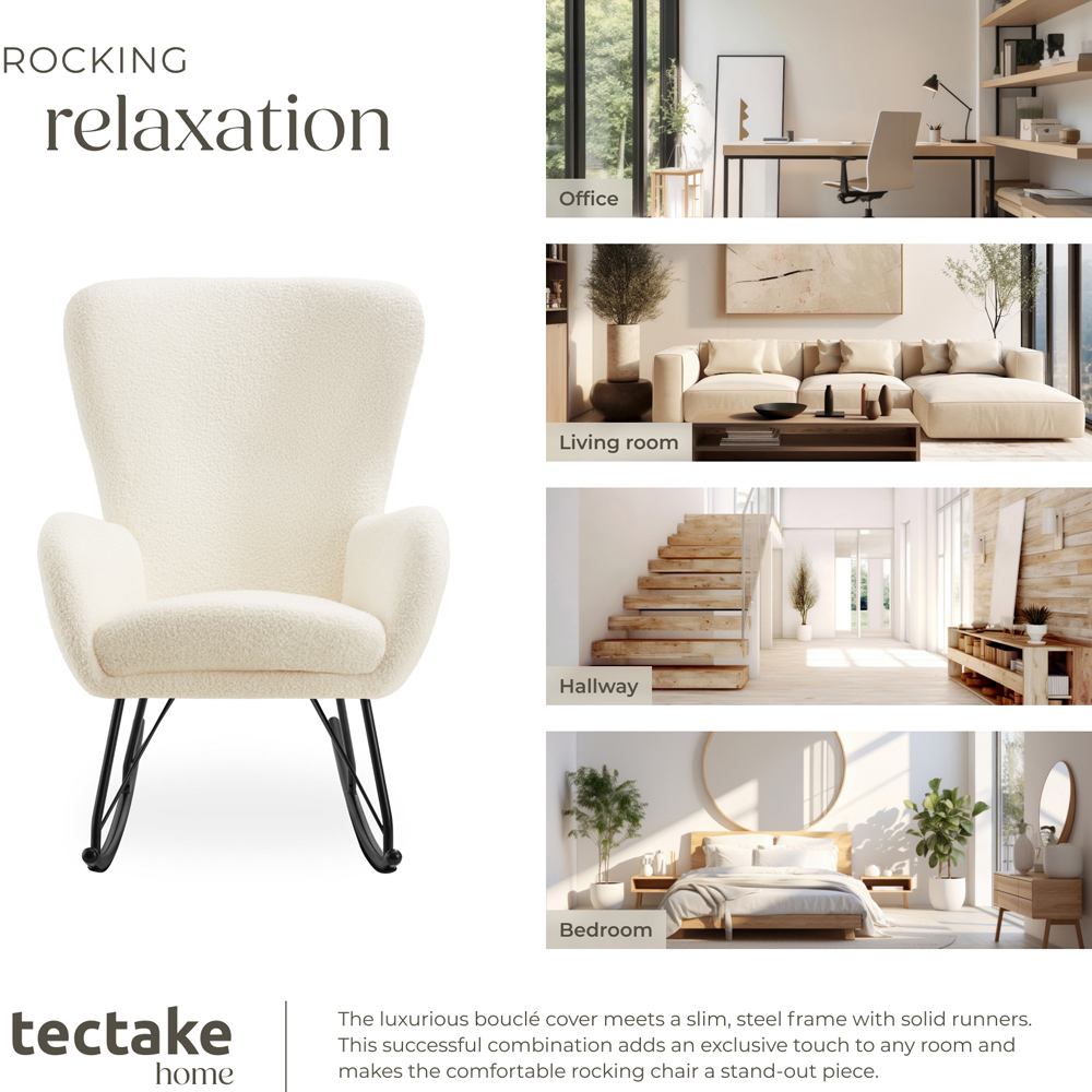 tectake Cream and Black Swing Rocking Chair Image 7