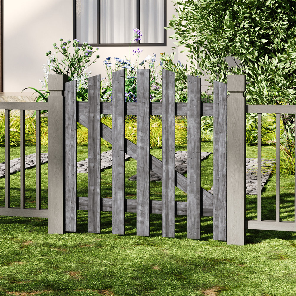 Outdoor Minimalist Grey Wooden Fence Gate, 90 x 90 x 2.5cm Image 2