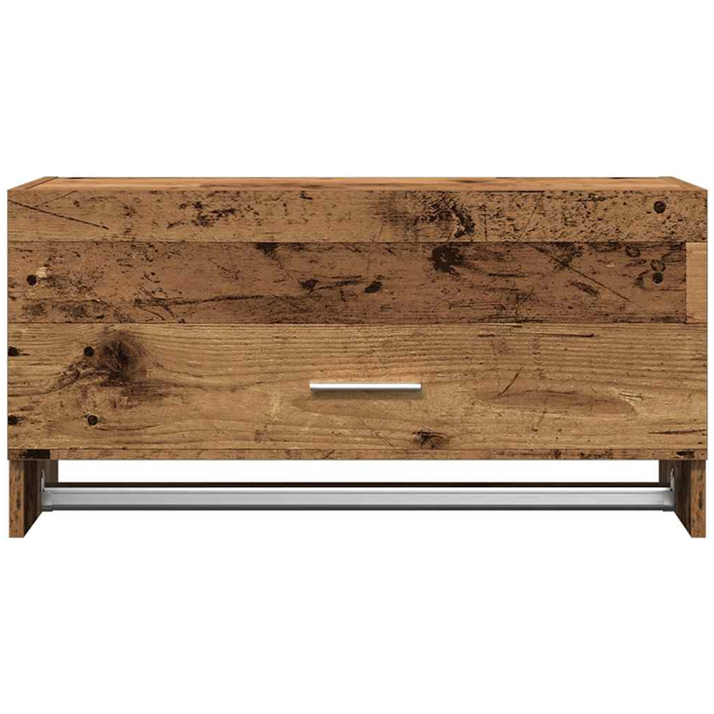 vidaXL Single Drawer Old Wood Wall-Mounted Bathroom Wardrobe with Towel Rail Image 4
