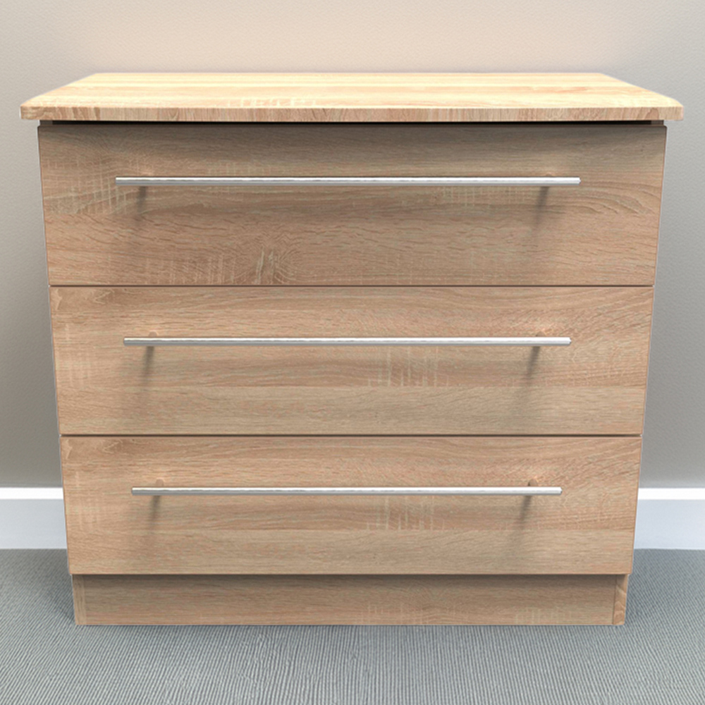 Crowndale Sherwood 3 Drawer Bardolino Oak Chest of Drawers Image 1