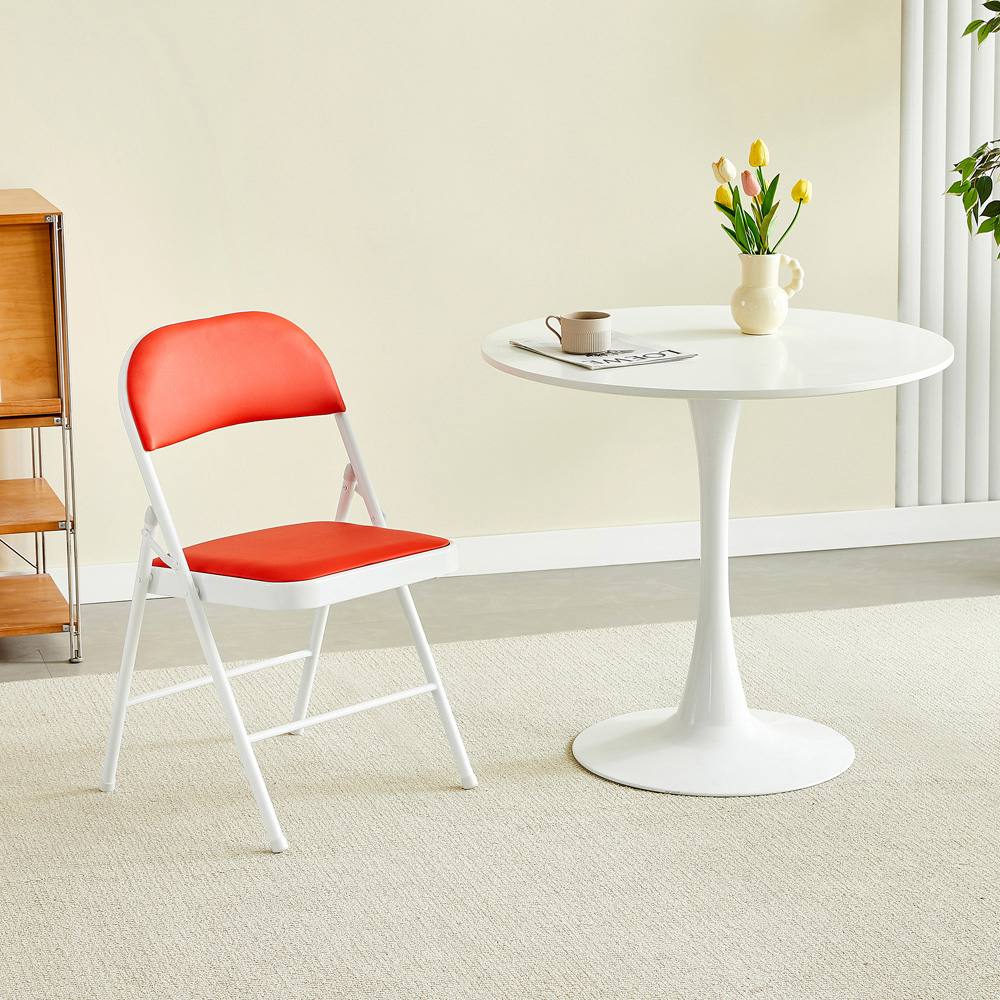 wilko Red Padded Folding Metal Dining Chairs Image 5