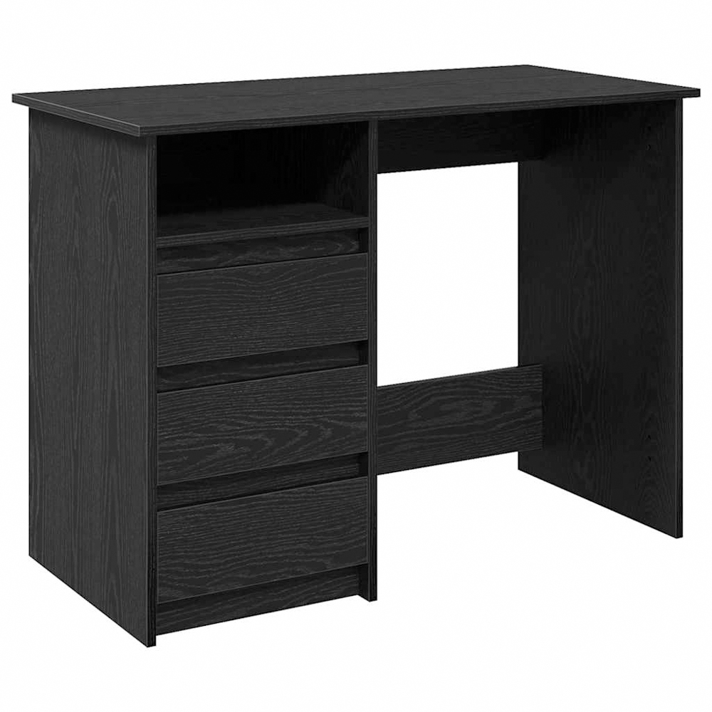 vidaXL 3 Drawer Single Shelf Computer Desk Black Image 2