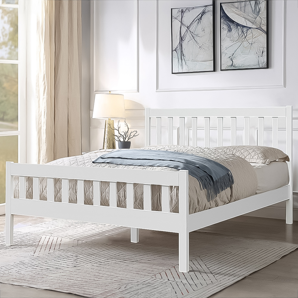 Brooklyn King Size White Pine Wooden Bed Frame Image 1