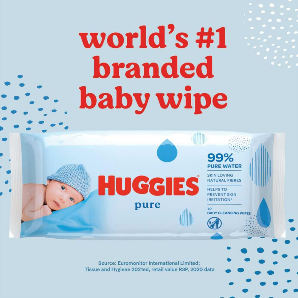 Huggies Pure Perfume Free Natural Fiber Pure Water Baby Wipe 56 Sheet Image 3