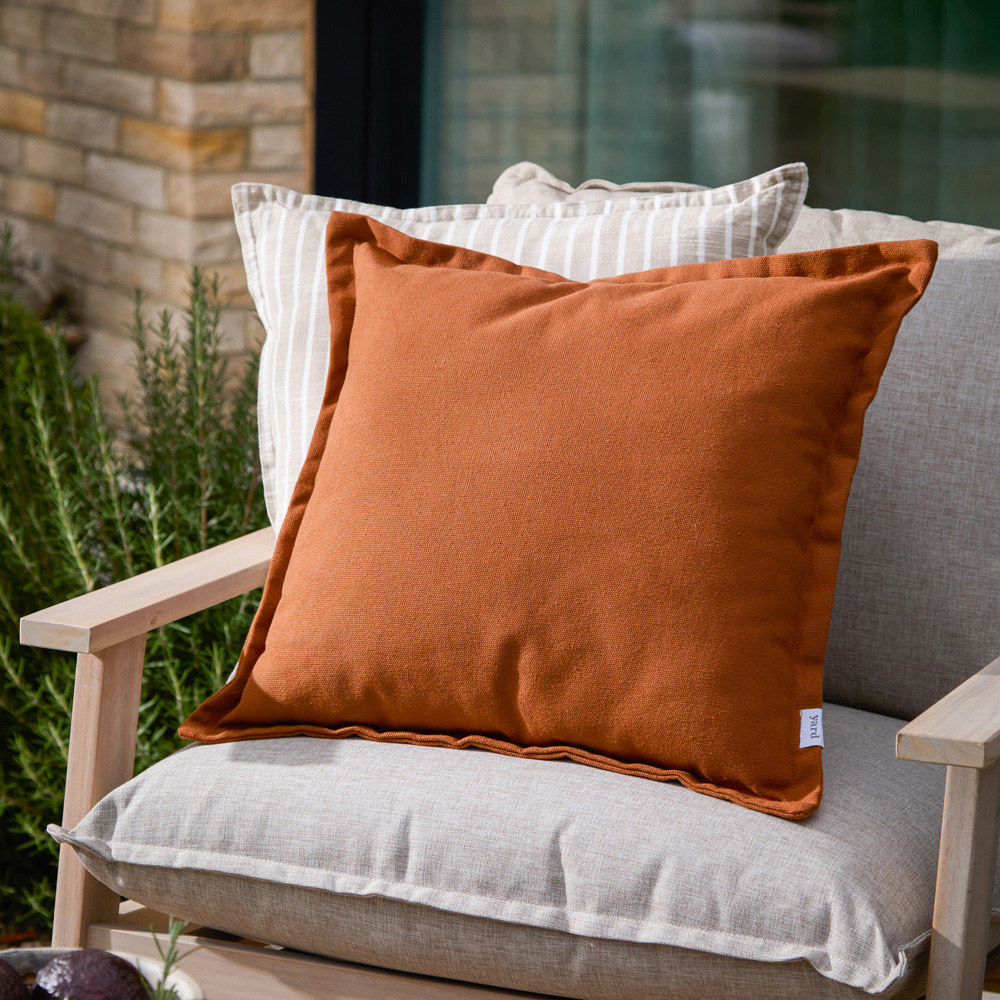 Yard Holmfirth Orange Plain Cotton Canvas Cushion 45 x 45cm Image 2