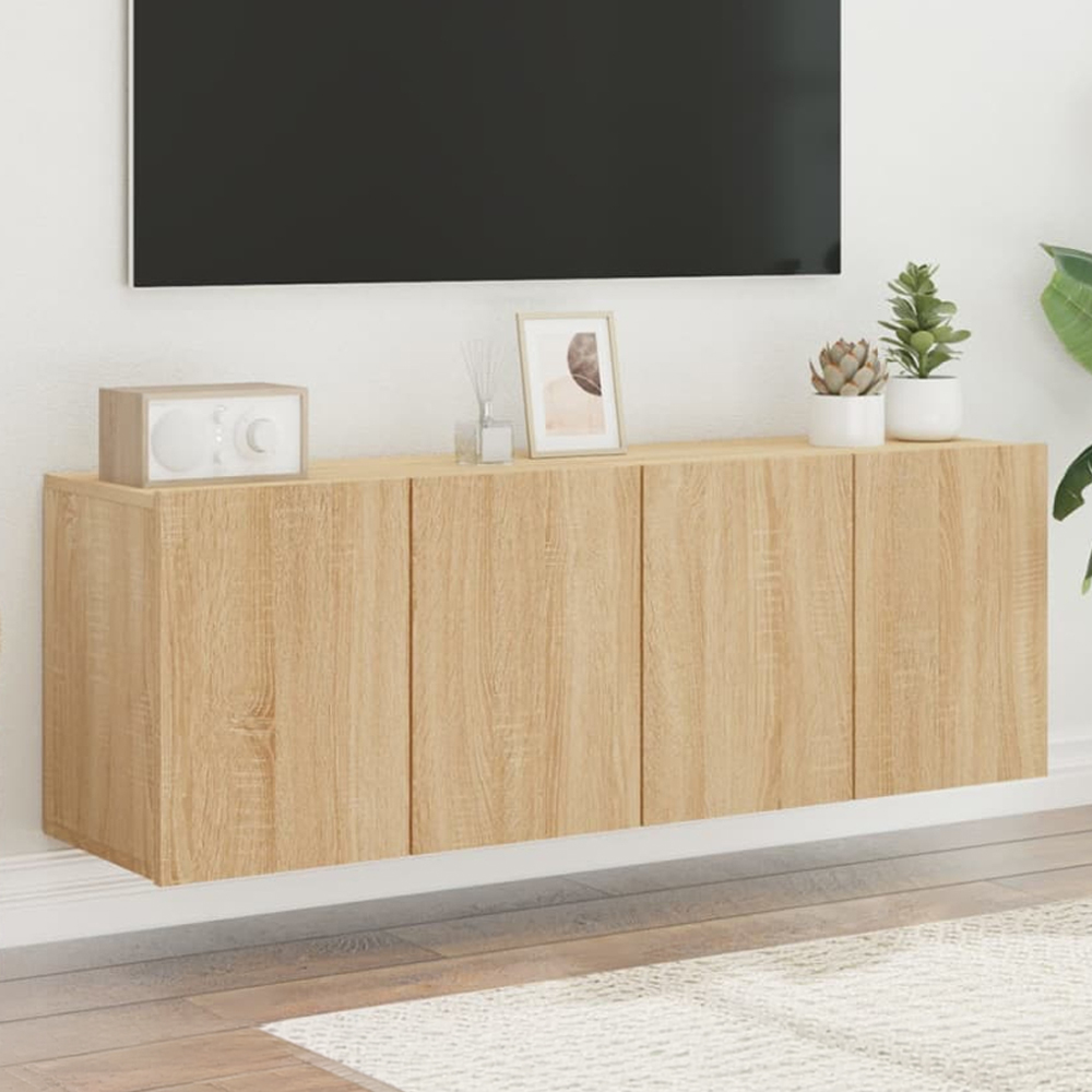 vidaXL 2 Door Sonoma Oak Wall Mounted TV Cabinet Set of 2 Image 1