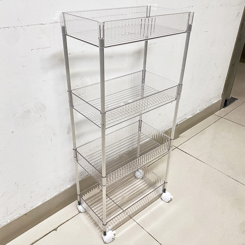 Living and Home 4-Tier Clear Storage Cart Image 2