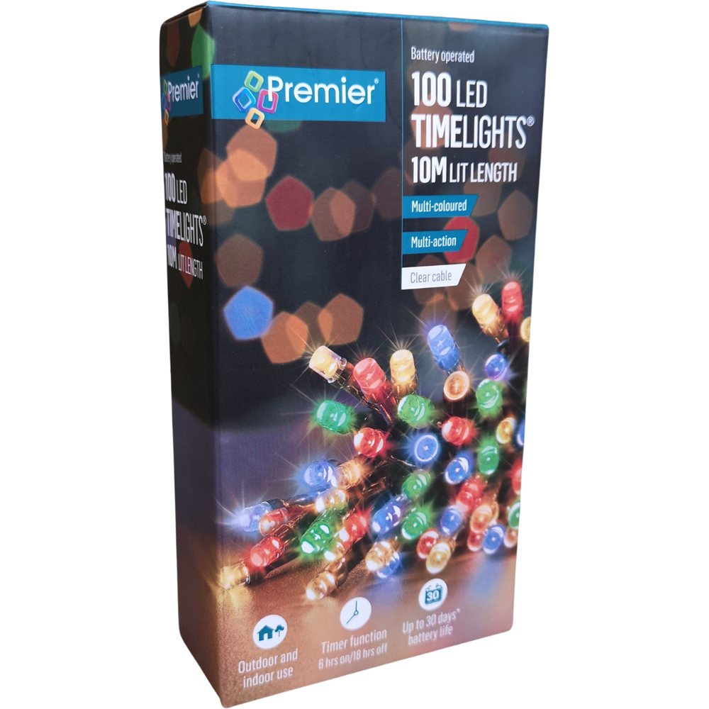 Premier TimeLights 100 Multicolour LED Multi-Function Clear Cable String Light 10m Image 5