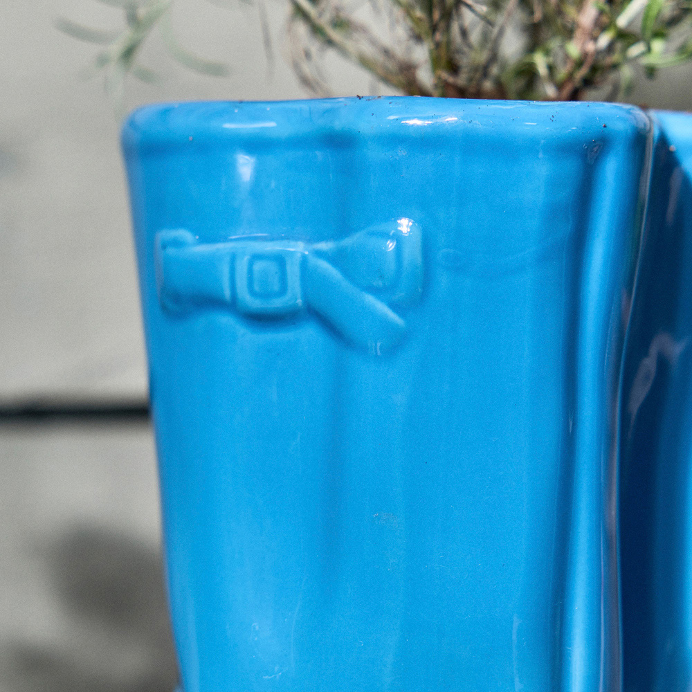Dibor Bright Blue Double Wellington Planter 29.5cm Image 4