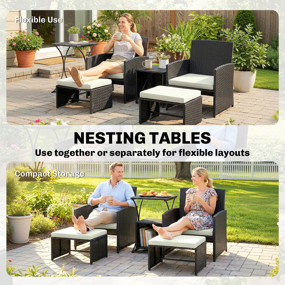 Outsunny 2 Seater Black Rattan Garden Sofa Set Image 4
