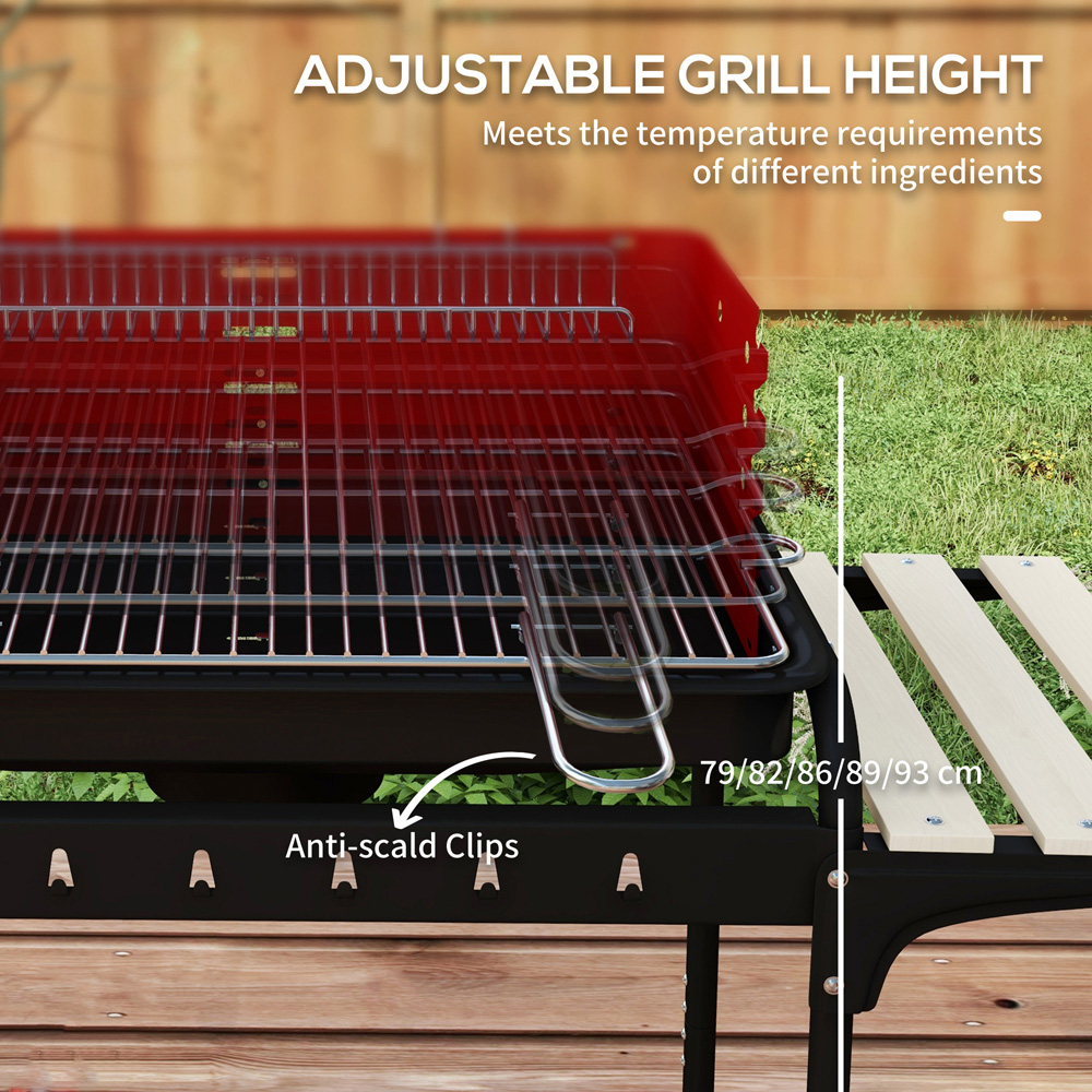 Outsunny Red 5 Level Grill Height Charcoal Barbecue Grill Trolley Image 5