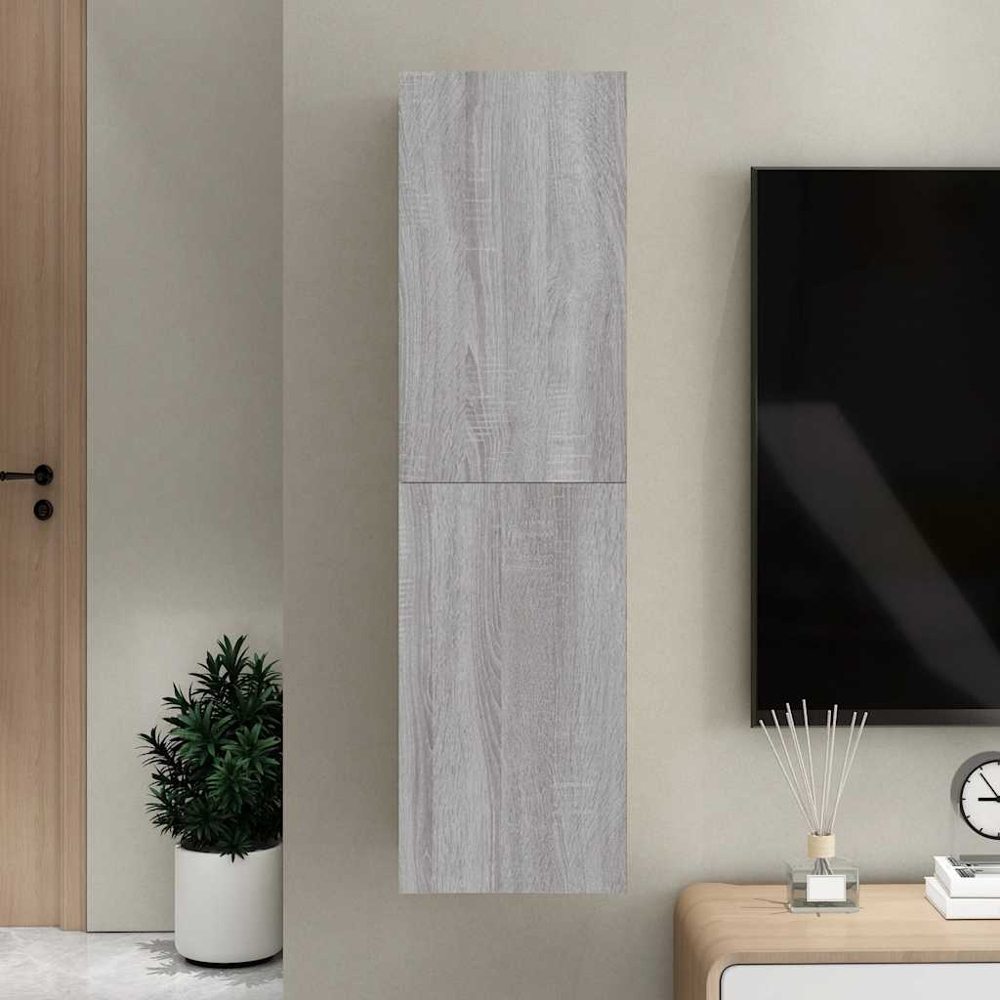 vidaXL Single Door Grey Sonoma Wall Mounted TV Cabinet Image 8