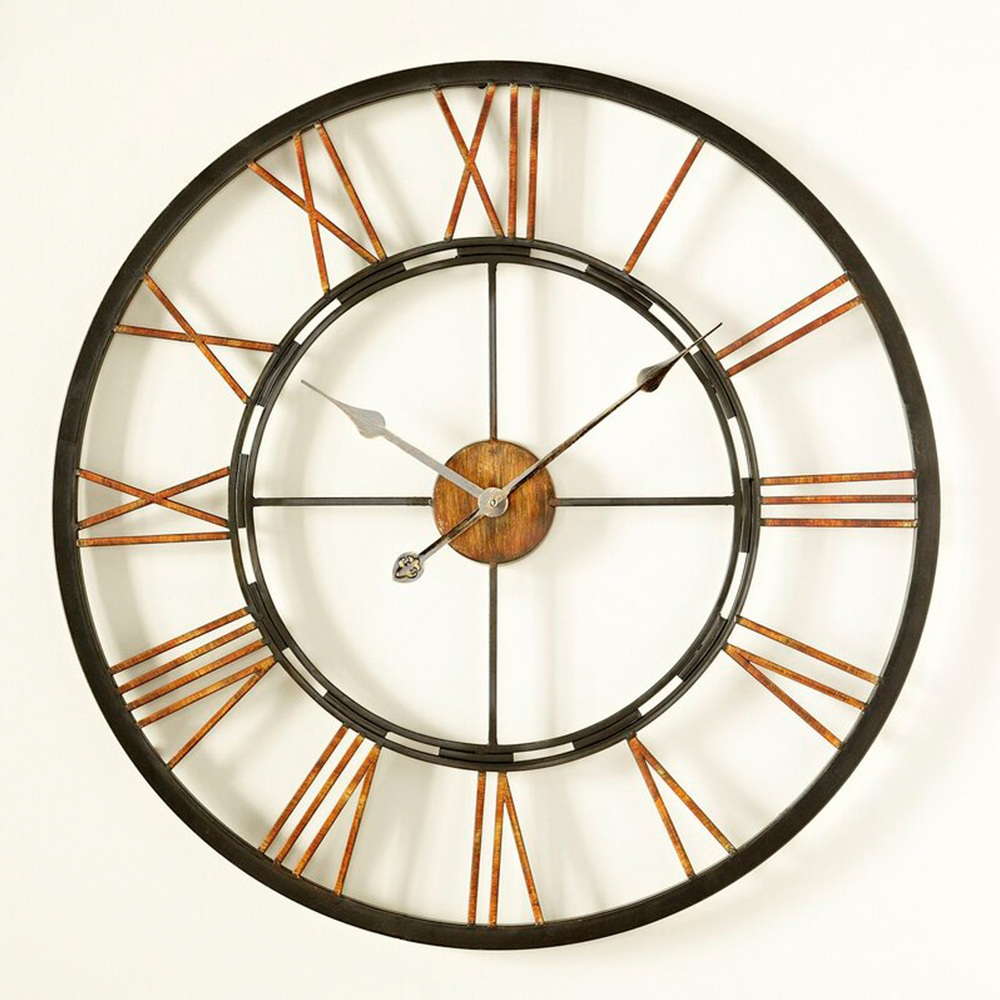 Living and Home Silent Vintage Round Wall Clock 60cm Image 3