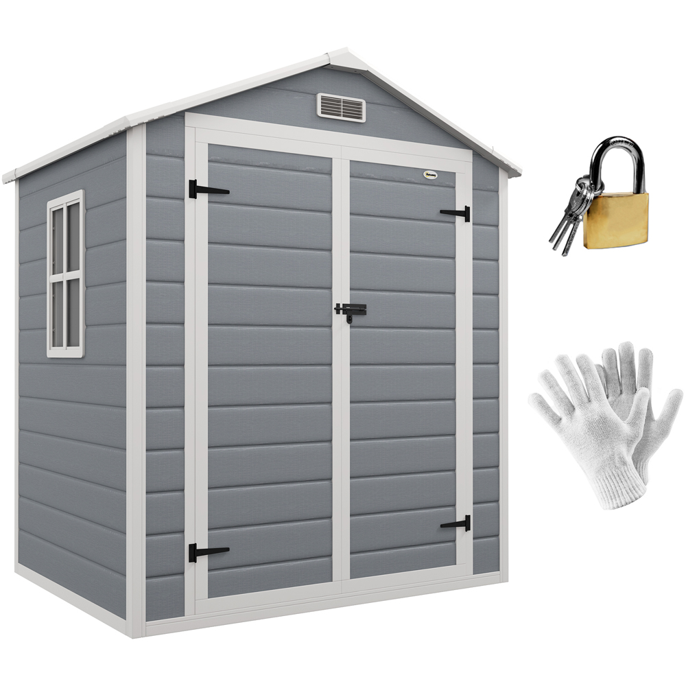 Outsunny 6 x 4.5ft Grey Storage Metal Shed Image 3