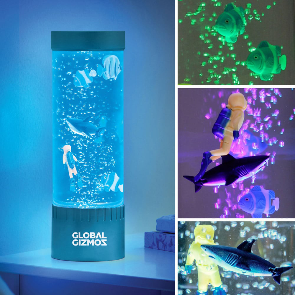Global Gizmos Metallic Blue Scuba Diver Water Bubble Lamp 32cm Image 5
