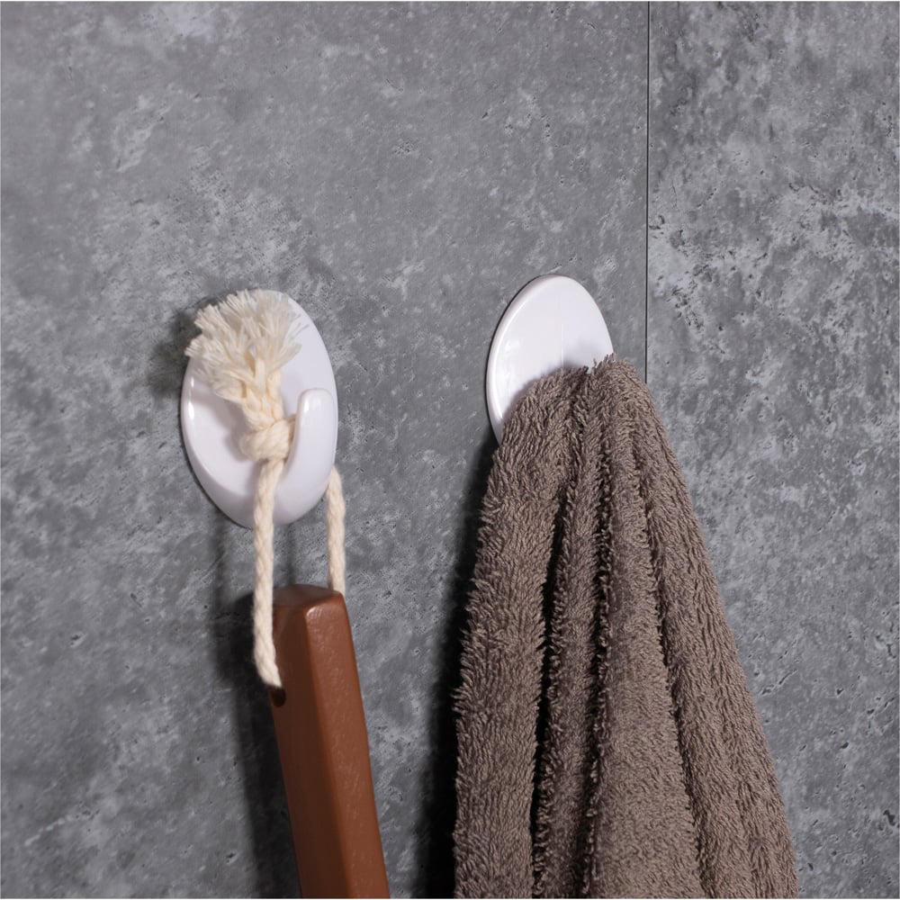 St Helens Oval Shape Plastic Self Adhesive Hook 3 Pack Image 4