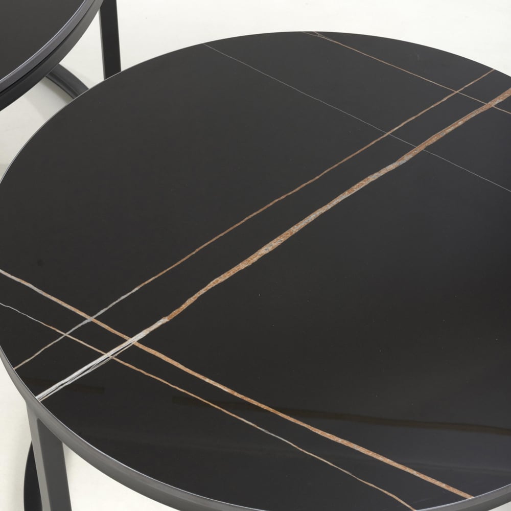 Delta Matt Black Round Nest of Tables Set of 2 Image 5