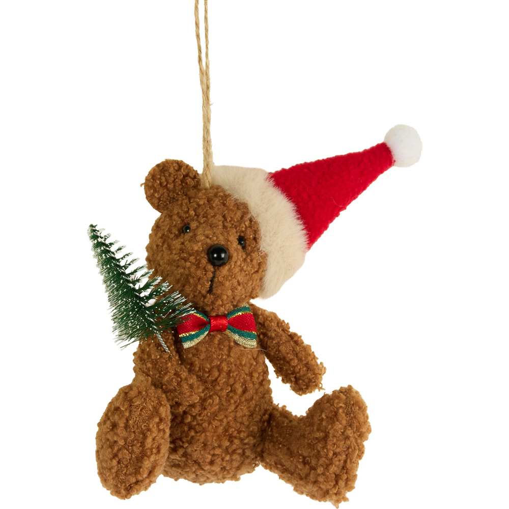 Christmas Bear Hanging Decoration Brown Image 5